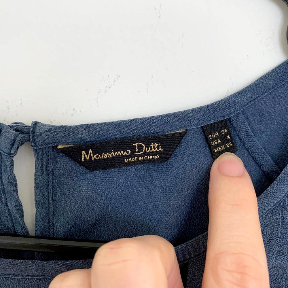 Massimo Dutti Dark Blue Chic Satin Blouses 4 - Picture 3 of 3